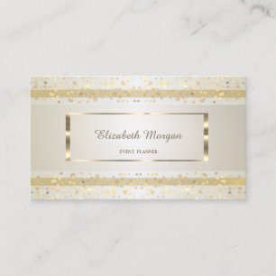 Modern Elegant,Striped,Gold Confetti,Gold Frame Business Card