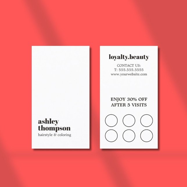 Modern Elegant Stylish Black White Hair Salon Loyalty Card (Creator Uploaded)