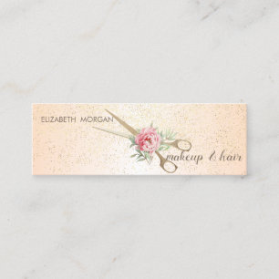 Modern Elegant Stylish,Confetti, Scissors, Rose Mini Business Card