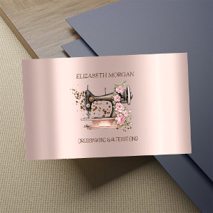 Modern Elegant Stylish Diamonds Sewing Machine Business Card