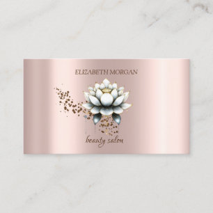 Modern Elegant Stylish Diamonds White Lotus Business Card