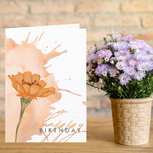 Modern Elegant Stylish Flower Birthday card 
