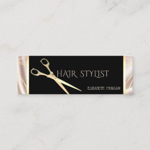 Modern Elegant Stylish Geometric Gold Scissors Mini Business Card