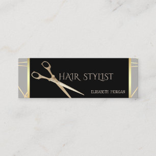 Modern Elegant Stylish Geometric Grey ,Scissors Mini Business Card