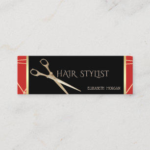 Modern Elegant Stylish Geometric Red  ,Scissors Mini Business Card