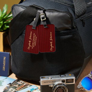 Modern Elegant Stylish Harlequin Brown Gold Travel Luggage Tag