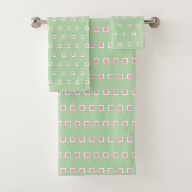 Modern Elegant & Stylish Pale Green Pattern Bath Towel Set (Insitu)