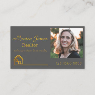 modern elegant stylish photo realtor business card