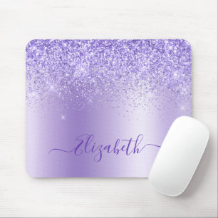 Modern Elegant Stylish Purple Glitter Mouse Pad