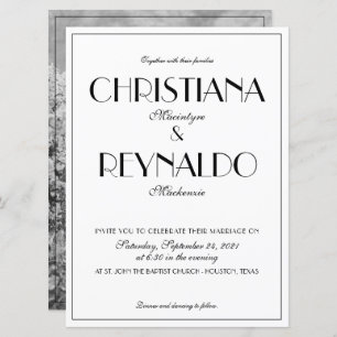 Modern Elegant Stylish Roaring 20s Wedding Photo Invitation