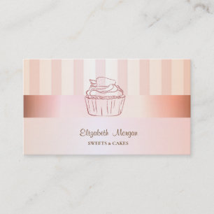 Modern Elegant Stylish Striped Cupcake Business Card