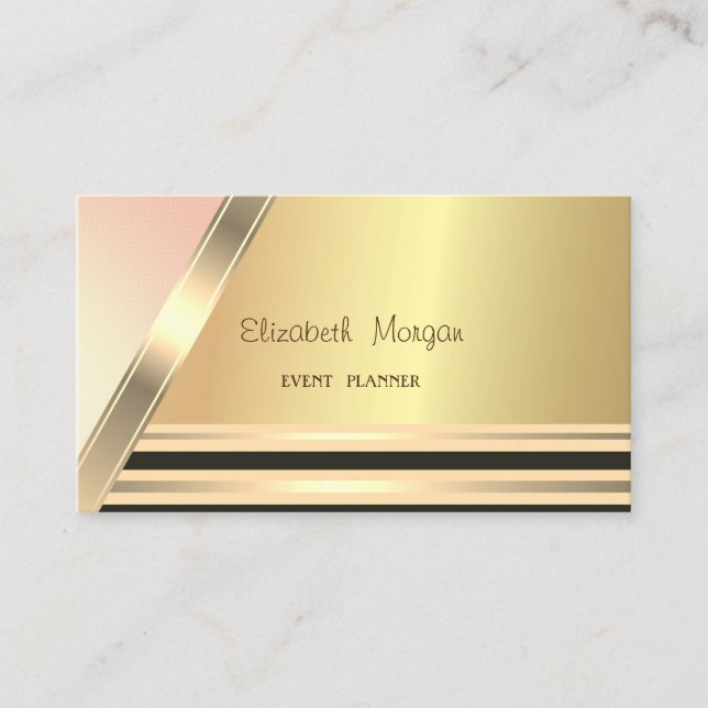 Modern Elegant Stylish Striped,Gold Business Card (Front)