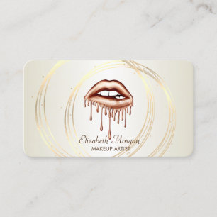 Modern Elegant Stylish,Striped ,Gold Circles,Lips Business Card