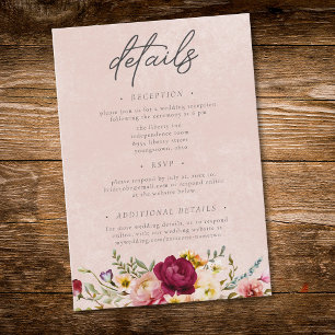 Modern Elegant Summer Meadow Floral White Wedding Enclosure Card