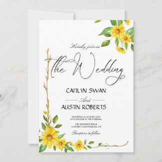 Modern Elegant Sunflower Floral Invitation