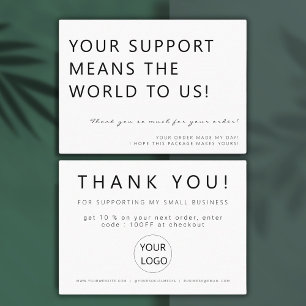 Modern Elegant Support Business Thank You Card