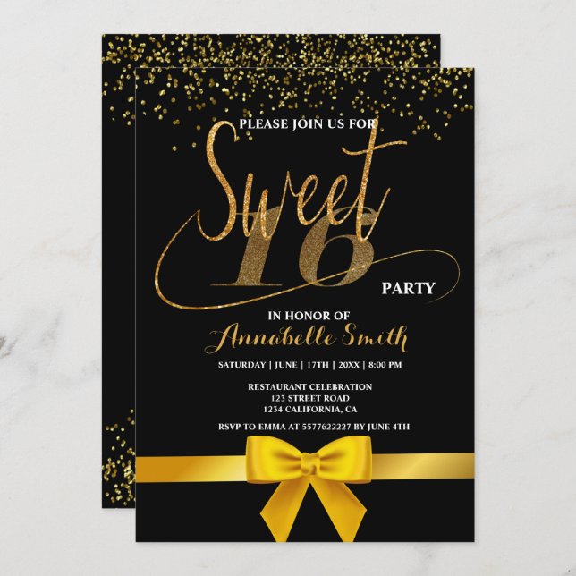 Modern elegant  sweet 16 invitation (Front/Back)