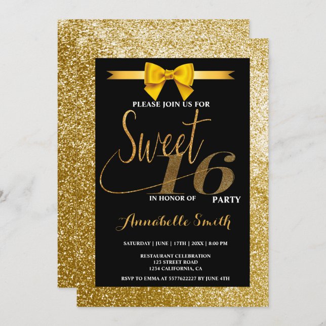 Modern elegant  sweet 16 invitation (Front/Back)