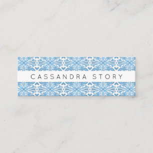 Modern Elegant Swirls Pattern Blue Mini Business Card