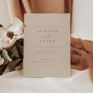 Modern Elegant Tan Wedding Invitation