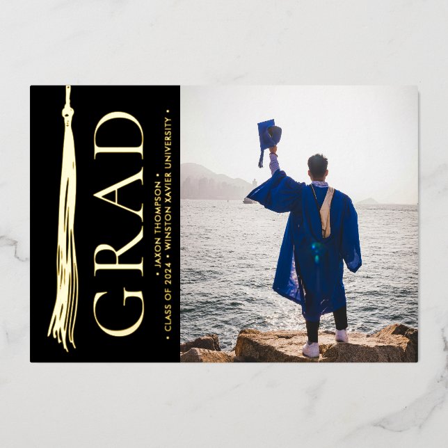 Modern Elegant Tassel Photo Grad Party Custom (Front)