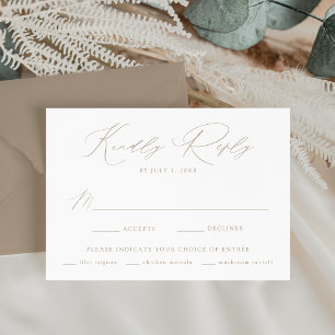 Modern Elegant Taupe Meal Choice Wedding RSVP Card