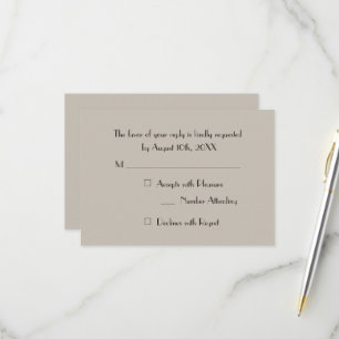 Modern Elegant Taupe Party RSVP Invitation Card