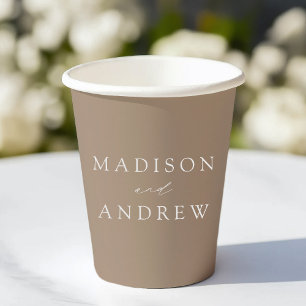Modern Elegant Taupe Wedding Paper Cups
