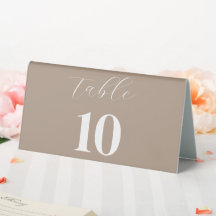 Modern Elegant Taupe Wedding Table Number