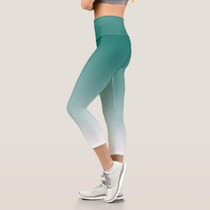 Modern Elegant Teal Blue Green Womens Trendy Capri Leggings