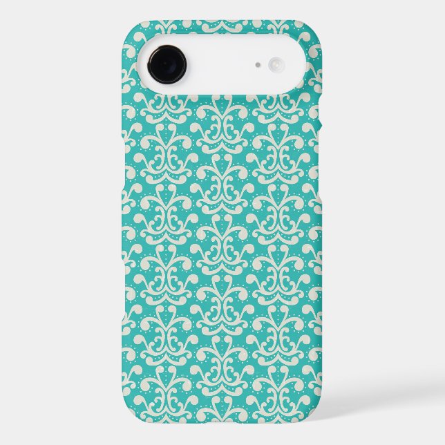 Modern Elegant Teal Damask Pattern Case-Mate iPhone Case (Back)