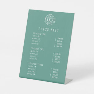 Modern Elegant Teal Logo Service Menu Price List Pedestal Sign