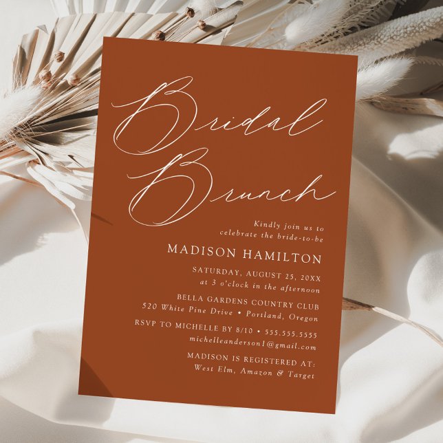 Modern Elegant Terracotta Bridal Shower Brunch Invitation (Creator Uploaded)