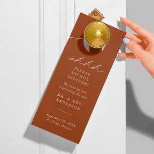 Modern Elegant Terracotta Do Not Disturb Wedding Door Hanger