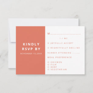 Modern Elegant Terracotta Minimalist Wedding RSVP Card