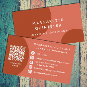 Modern Elegant Terracotta QR Code Professional Business Card