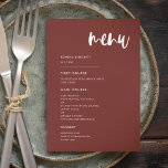 Modern elegant terracotta wedding menu<br><div class="desc">A modern and trendy style for your wedding stationery: a bold typography and an elegant terracotta colour theme,  easy to mix and match. Fully customisable colours and backgrounds.</div>