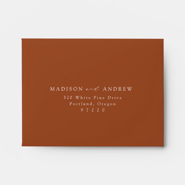 Modern Elegant Terracotta Wedding RSVP Envelope (Front)