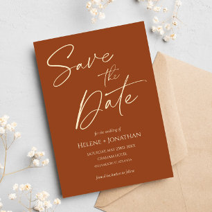 Modern Elegant Terracotta Wedding Save The Date Invitation
