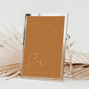 Modern Elegant Terracotta Wedding Table Number