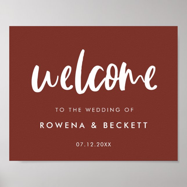 Modern elegant terracotta Wedding welcome Poster (Front)
