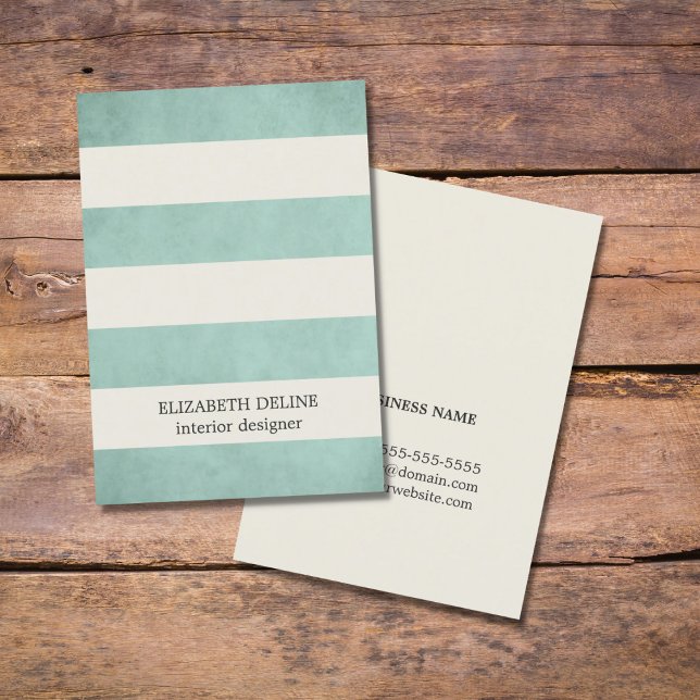 Modern Elegant Texture Green Interior Designer Business Card (Creator Uploaded)