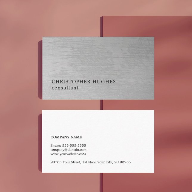 Modern Elegant Texture Grey Consultant Business Card (Creator Uploaded)