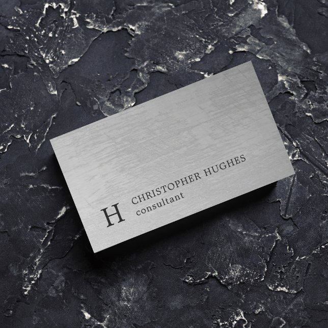 Modern Elegant Texture Grey Monogram Consultant Business Card (Creator Uploaded)