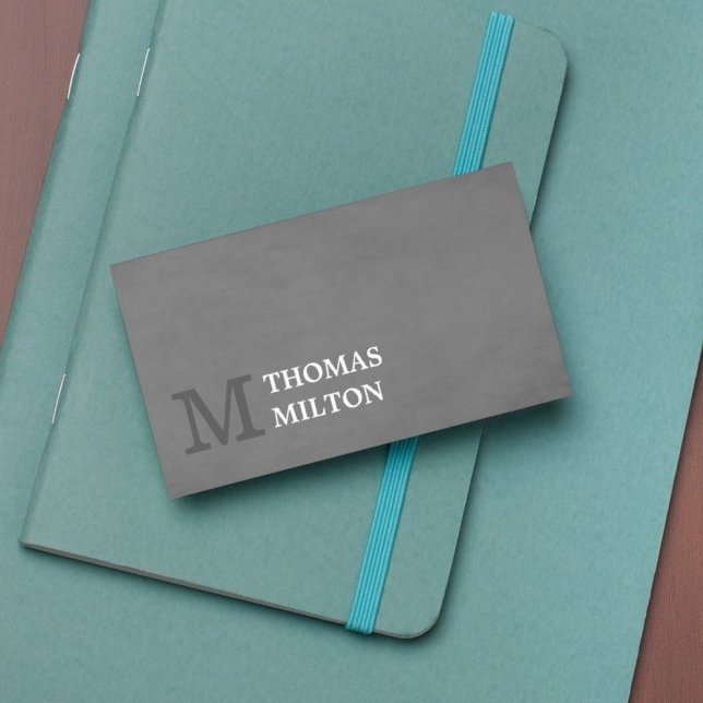 Modern Elegant Texture Grey Monogram Consultant Business Card (Creator Uploaded)