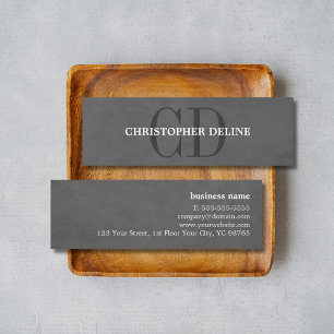 Modern Elegant Texture Grey Monogram Consultant Mini Business Card