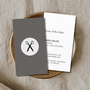 Modern Elegant Texture Grey Scissor Hairstylist Business Card