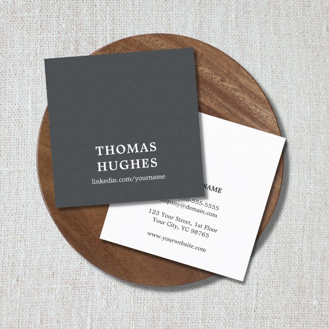 Modern Elegant Texture Grey White Consultant Square Business Card (Creator Uploaded)