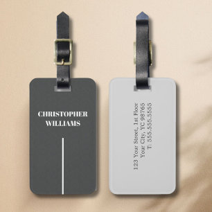 Modern Elegant Texture Grey White Line Luggage Tag