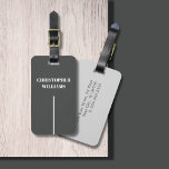 Modern Elegant Texture Grey White Line Luggage Tag<br><div class="desc">Elegant customisable luggage tag design with unique textured grey background/white line and your monogram.</div>